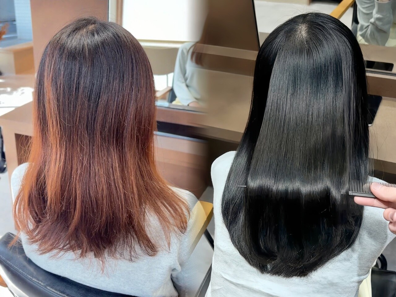 ダメージ毛対応HITAストレート×透明感カラー